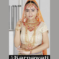 Neetu Art Gold Plated Red Stone And Kundan Bridal Jewellery Set for Women - NABridal05