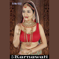 Neetu Art Gold Plated Red Stone And Kundan Bridal Jewellery Set for Women - NABridal10