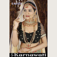 Neetu Art Gold Plated Red Stone And Kundan Bridal Jewellery Set for Women - NABridal11