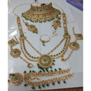Neetu Art Gold Plated Green Stone And Kundan Bridal Jewellery Set for Women  - NABridal19