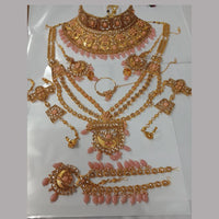 Neetu Art Gold Plated Peach Stone And Kundan Bridal Jewellery Set for Women  - NABridal35