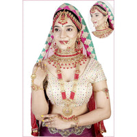 Neetu Art Gold Plated Red Stone And Kundan Bridal Jewellery Set for Women - NABridal40