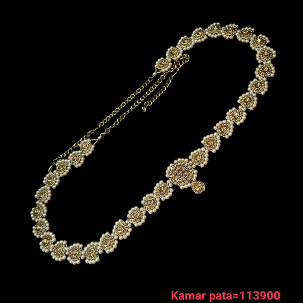 NAFJ Gold Plated Austrian Stone Chain Kamarband