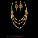 NAFJ Copper Kundan Stone & Beads Long Haram Necklace Set
