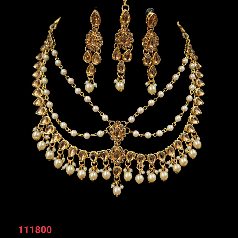 NAFJ Gold Plated Austrian Stone Choker Necklace Set