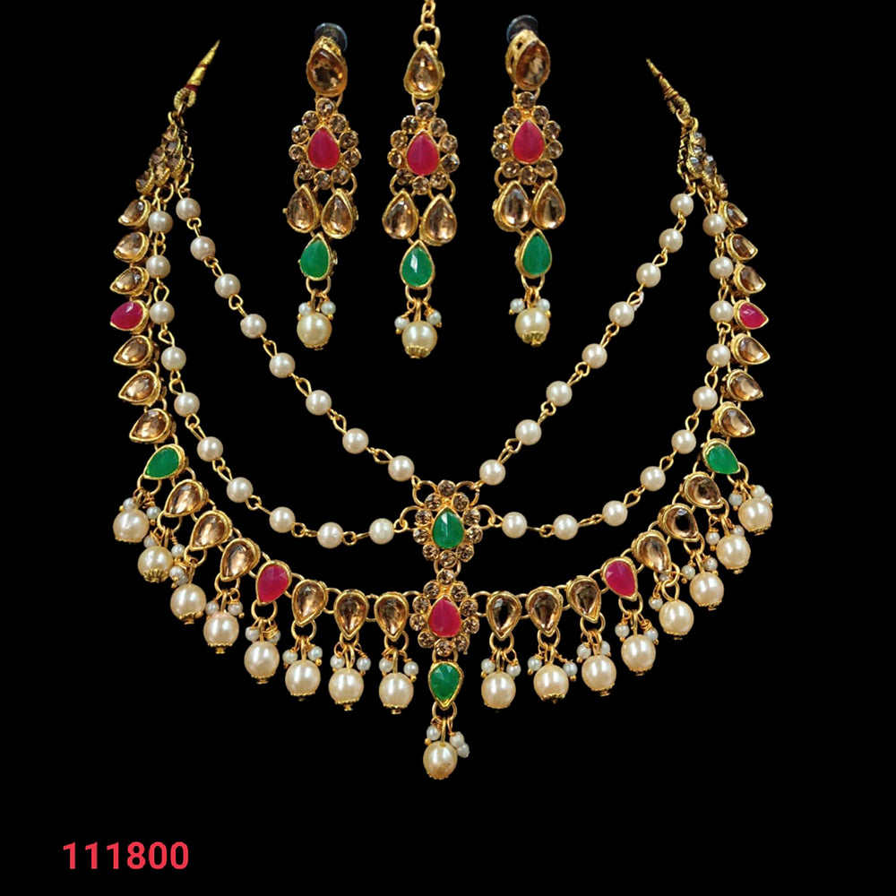 NAFJ Gold Plated Austrian Stone Choker Necklace Set
