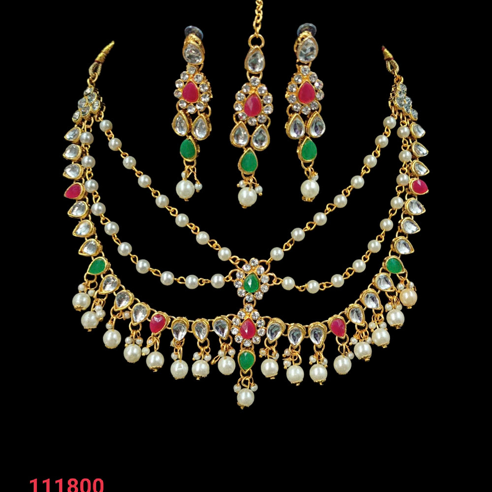 NAFJ Gold Plated Austrian Stone Choker Necklace Set