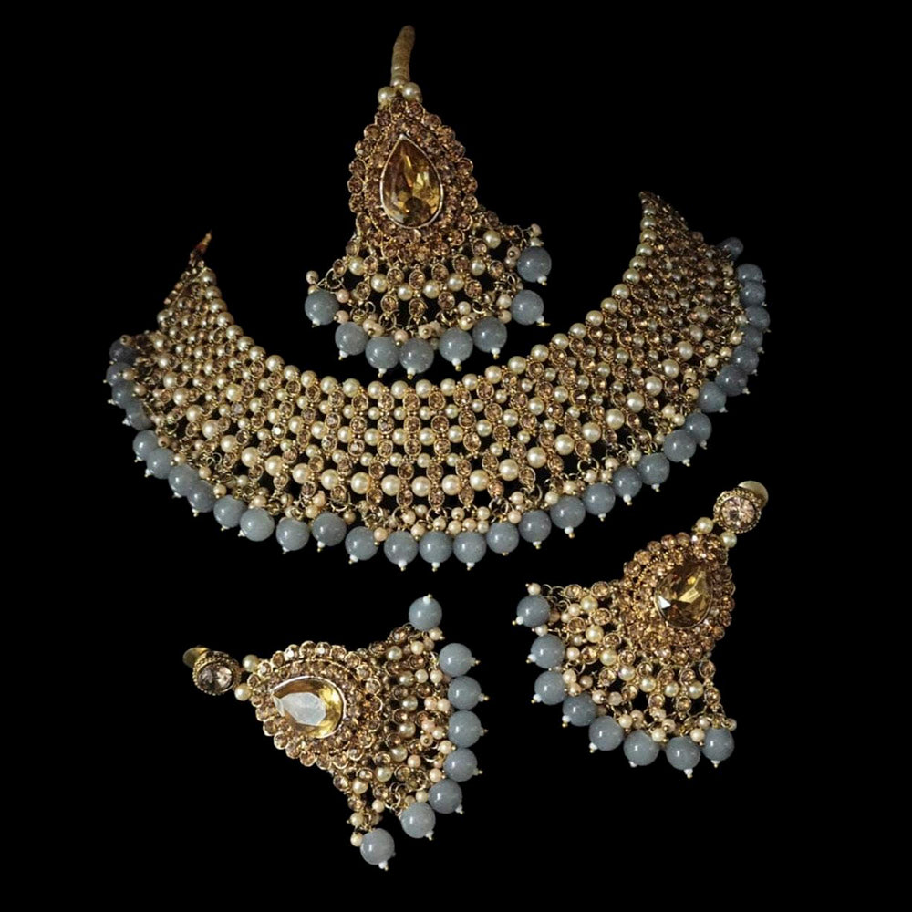 NAFJ Gold Plated Austrian Stone Choker Necklace Set