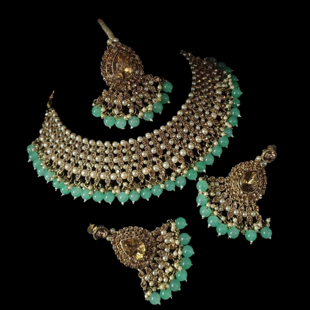 NAFJ Gold Plated Austrian Stone Choker Necklace Set