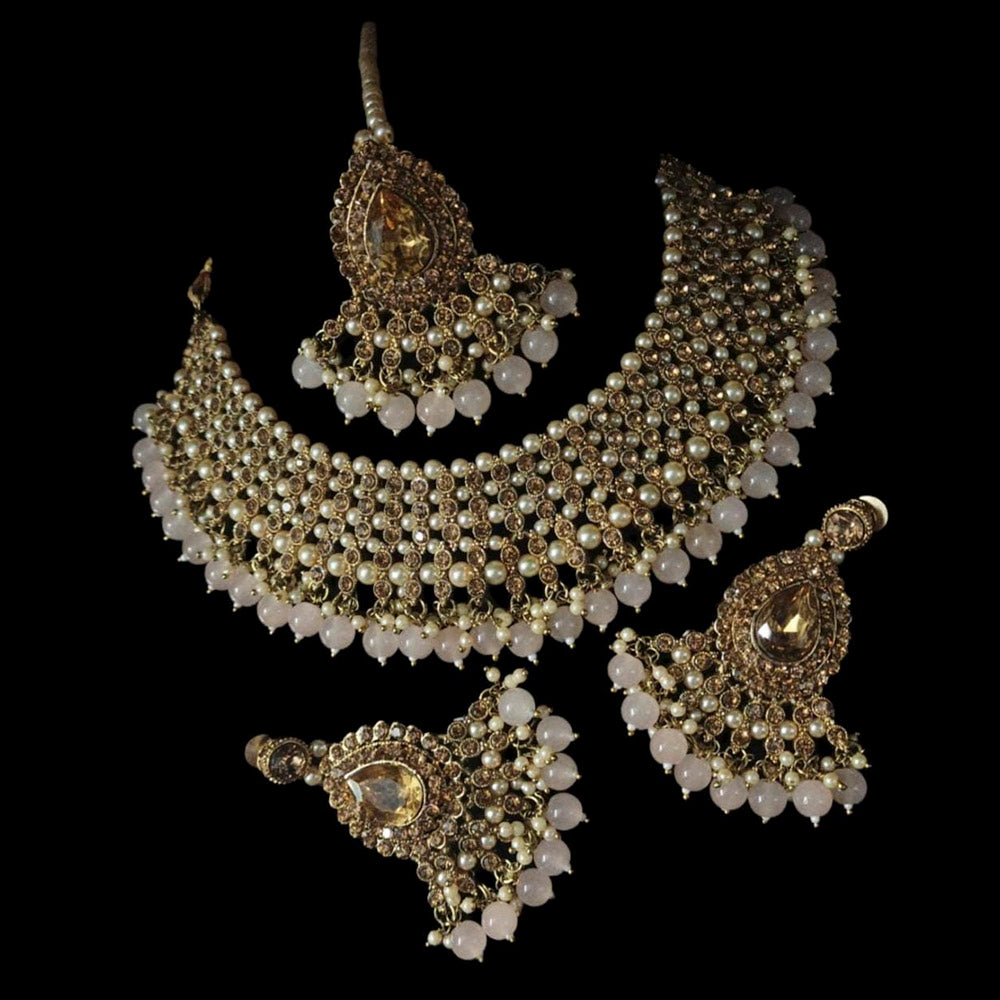 NAFJ Gold Plated Austrian Stone Choker Necklace Set