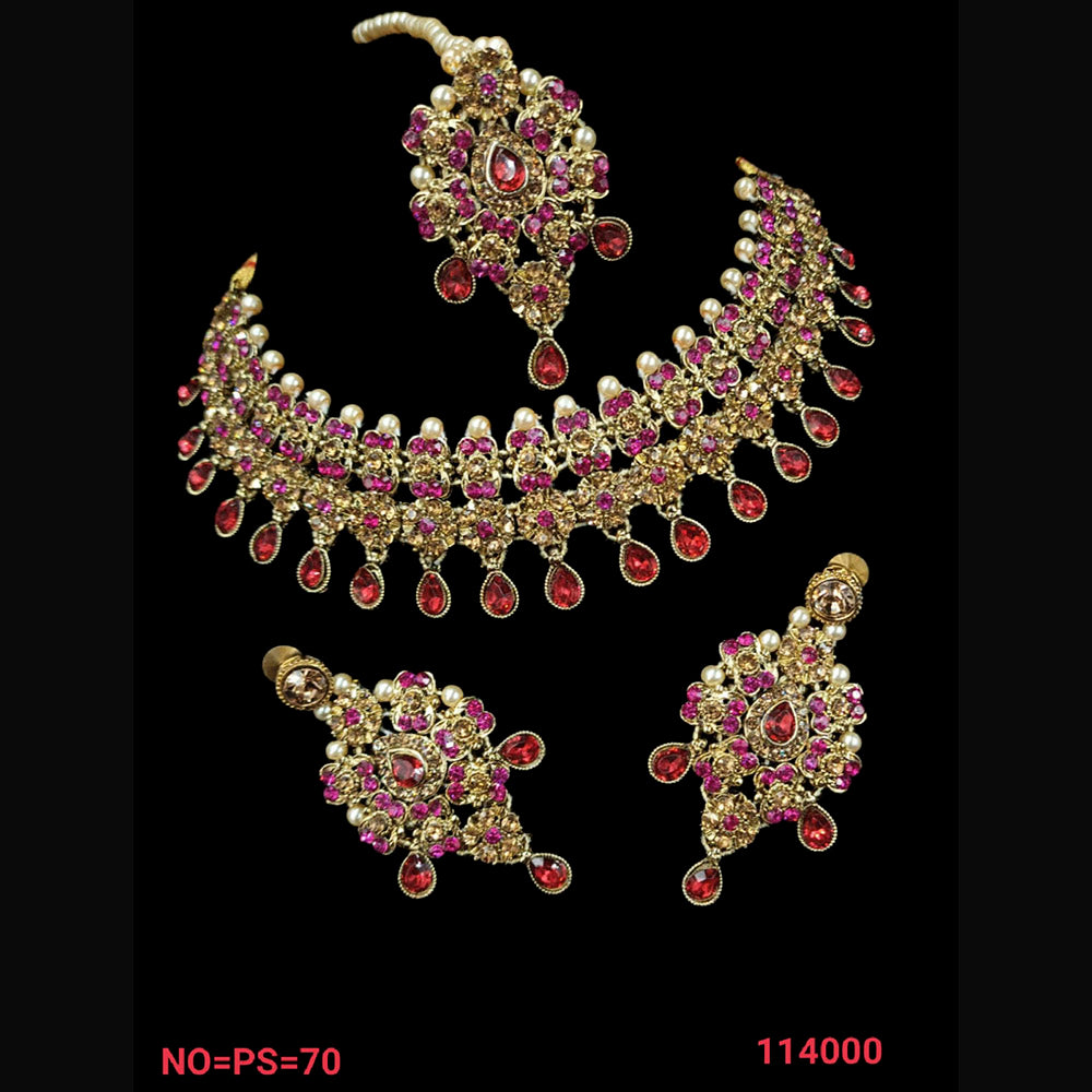 NAFJ Gold  Plated Austrian Stone Choker Necklace Set