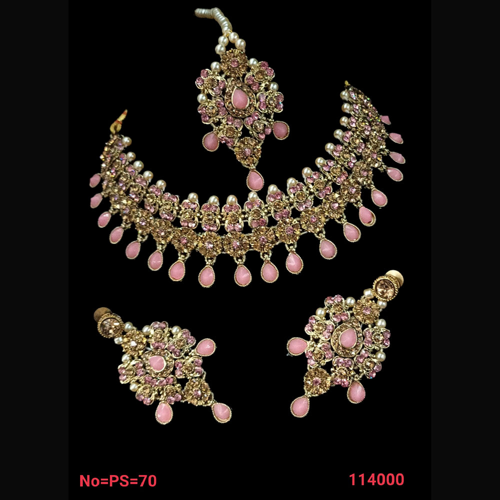 NAFJ Gold  Plated Austrian Stone Choker Necklace Set