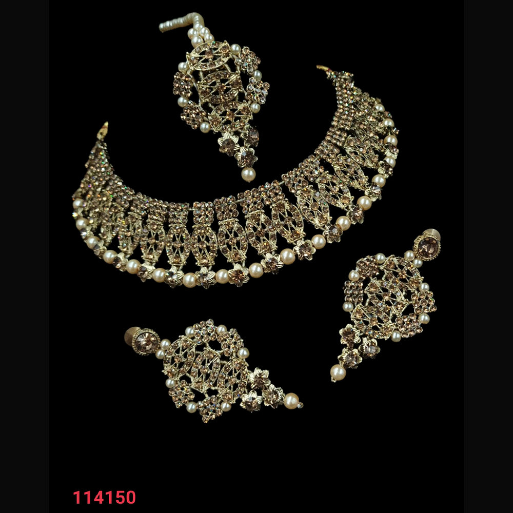 NAFJ Gold  Plated Austrian Stone Choker Necklace Set