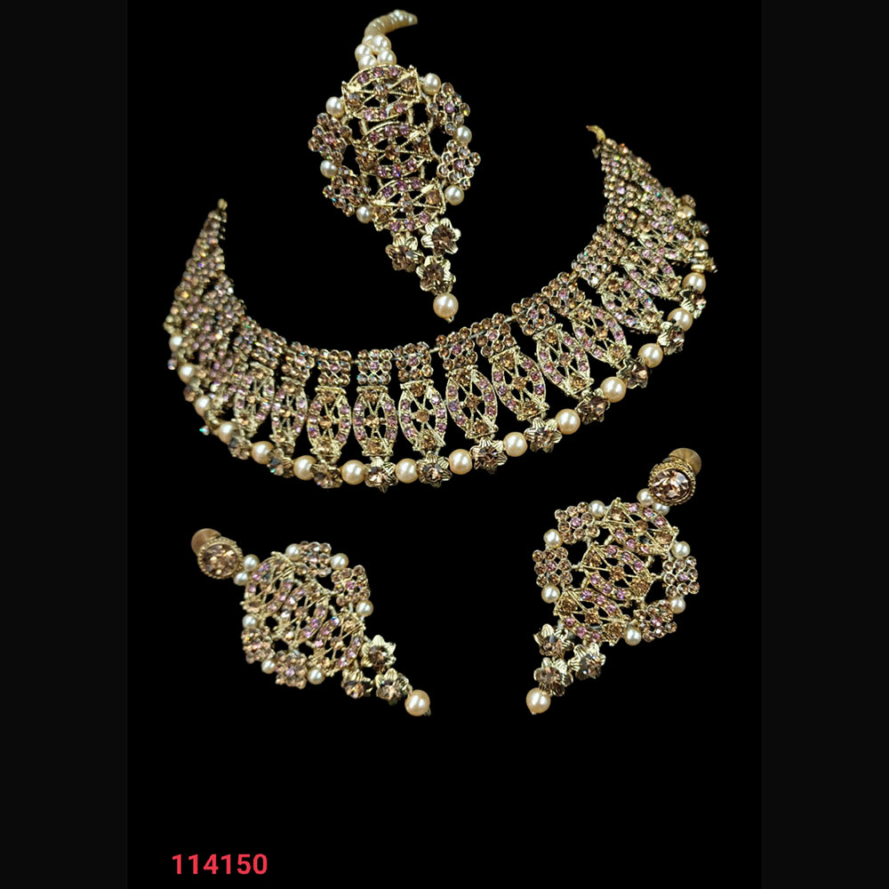 NAFJ Gold  Plated Austrian Stone Choker Necklace Set
