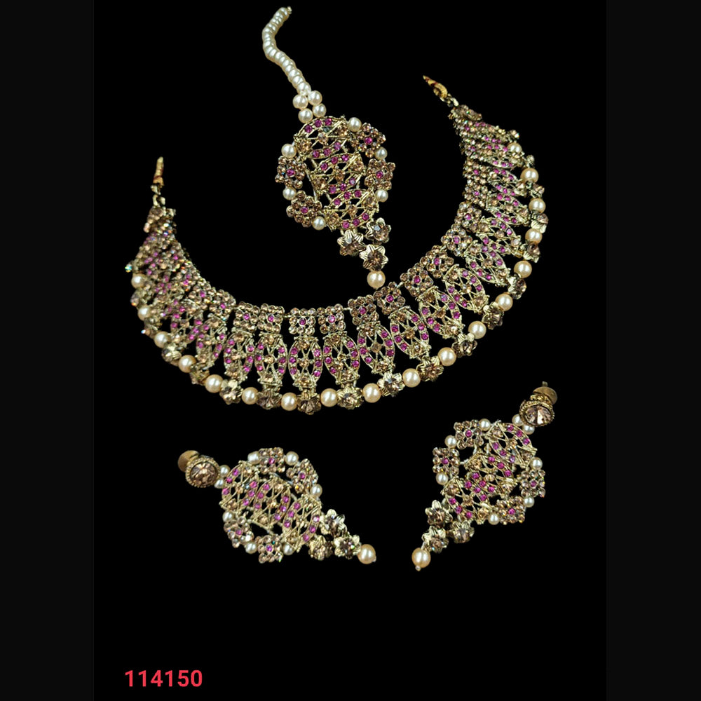 NAFJ Gold  Plated Austrian Stone Choker Necklace Set