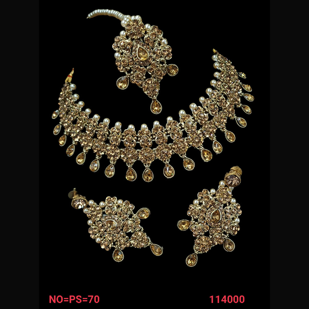 NAFJ Gold  Plated Austrian Stone Choker Necklace Set