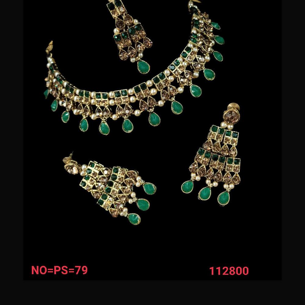 NAFJ Gold  Plated Austrian Stone Choker Necklace Set