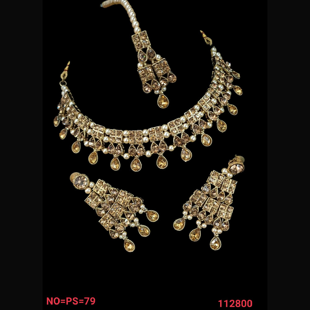 NAFJ Gold  Plated Austrian Stone Choker Necklace Set