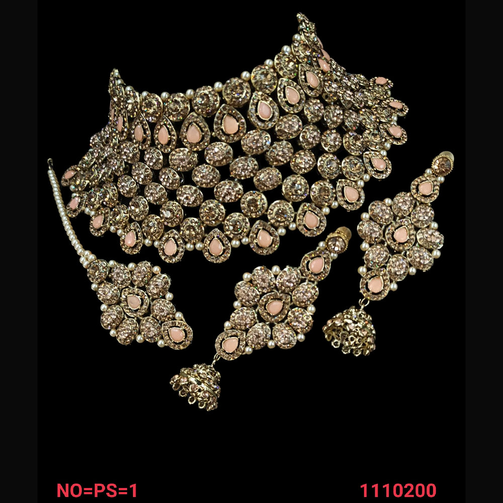 NAFJ Gold  Plated Austrian Stone Choker Necklace Set