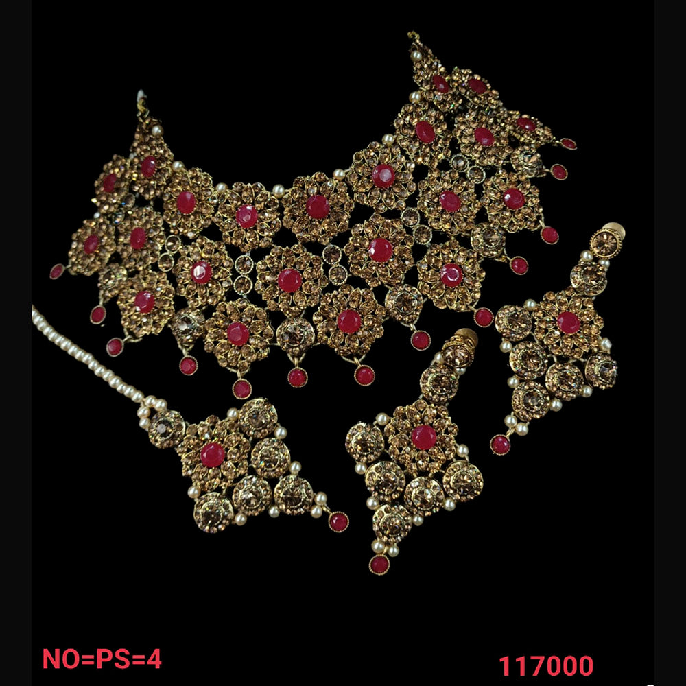 NAFJ Gold  Plated Austrian Stone Choker Necklace Set