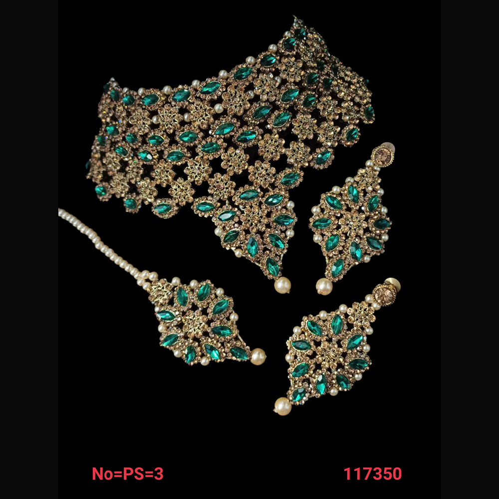 NAFJ Gold  Plated Austrian Stone Choker Necklace Set