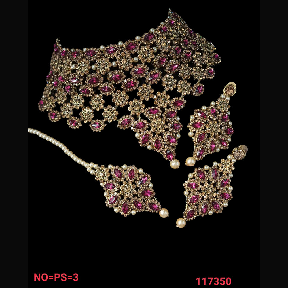 NAFJ Gold  Plated Austrian Stone Choker Necklace Set