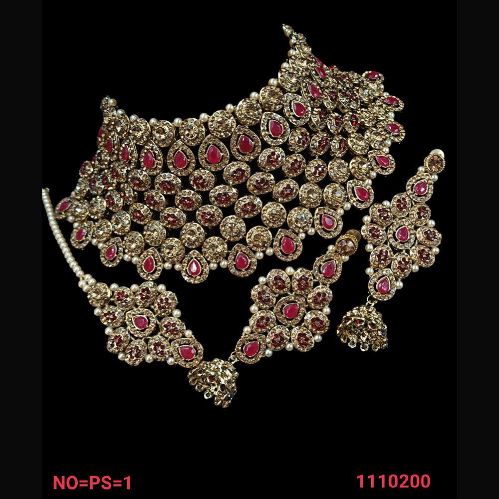 NAFJ Gold  Plated Austrian Stone Choker Necklace Set