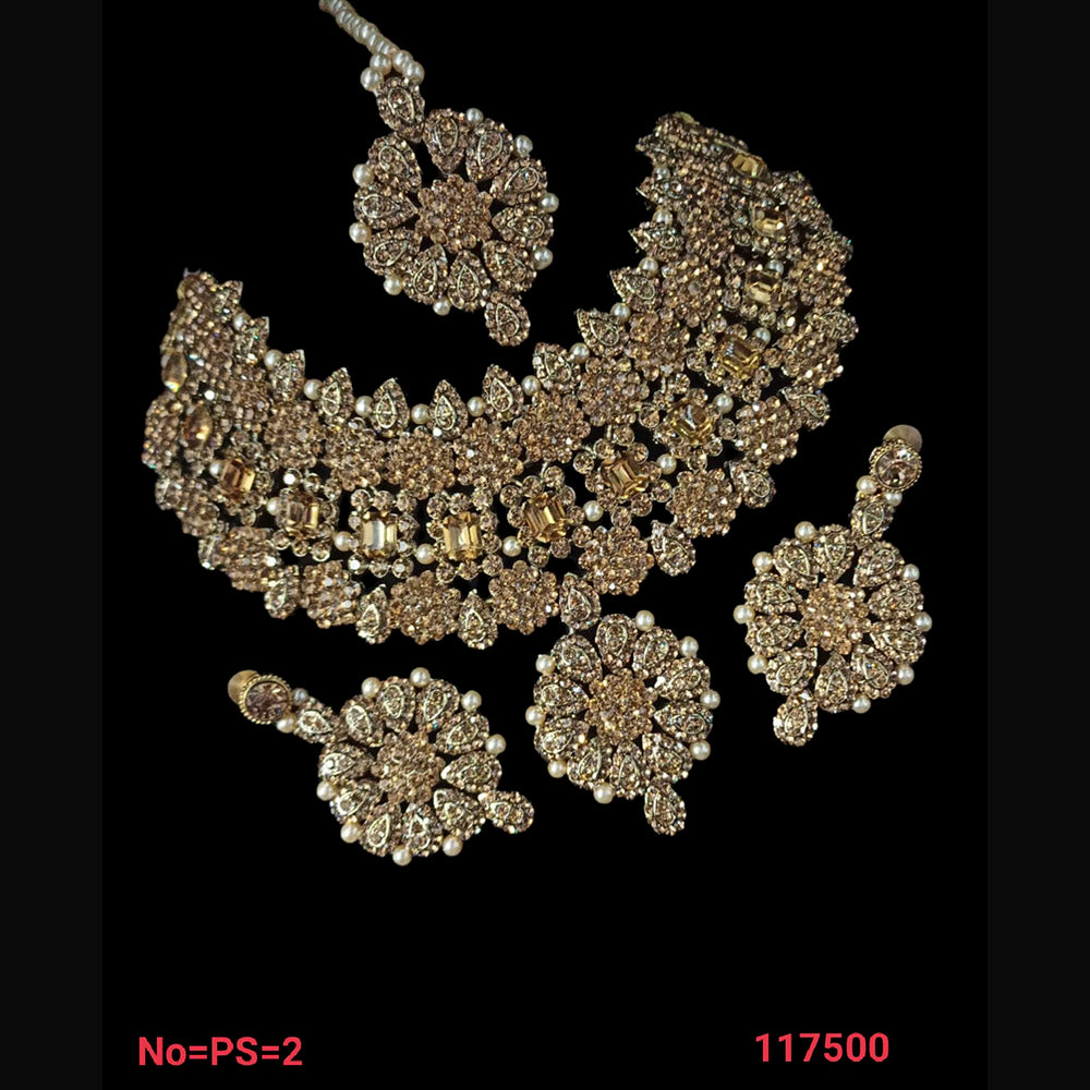 NAFJ Gold Plated Austrian Stone Choker Necklace Set