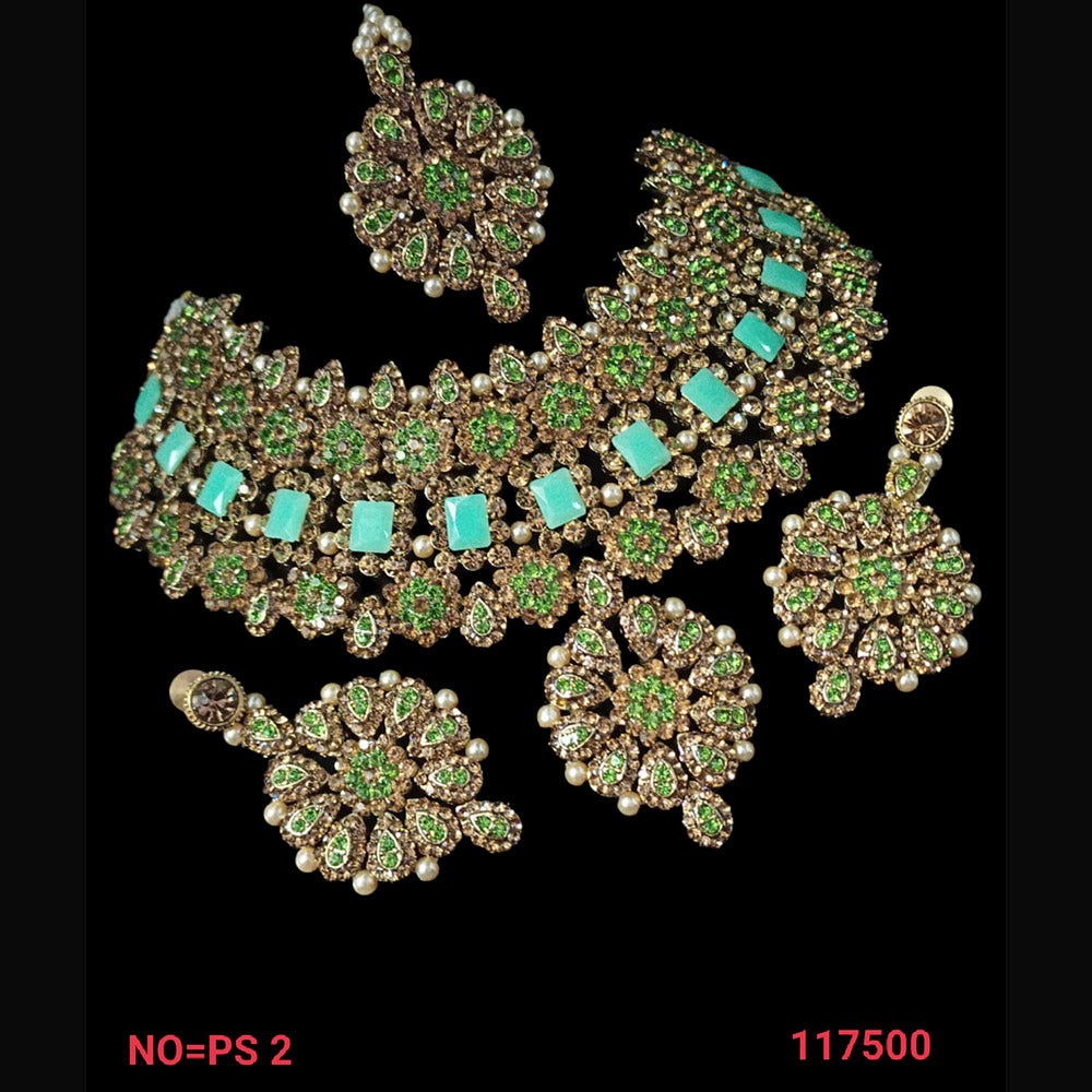 NAFJ Gold Plated Austrian Stone Choker Necklace Set