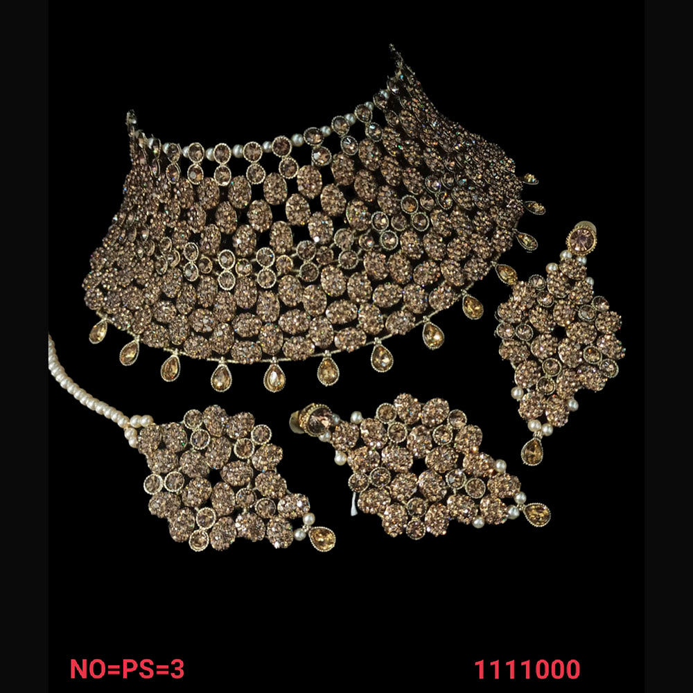 NAFJ Gold Plated Austrian Stone Choker Necklace Set