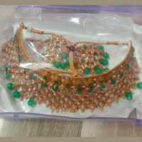 Neetu Art Gold Plated Kundan Stone & Beads Choker Necklace Set With Maangtikka