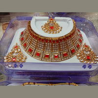 Neetu Art Gold Plated Kundan Stone Choker Necklace Set With Maang tikka