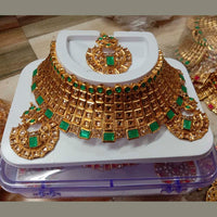 Neetu Art Gold Plated Kundan Stone Choker Necklace Set With Maang tikka