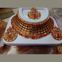 Neetu Art Gold Plated Kundan Stone Choker Necklace Set With Maang tikka