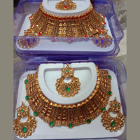 Neetu Art Gold Plated Kundan Stone Choker Necklace Set With Maang tikka