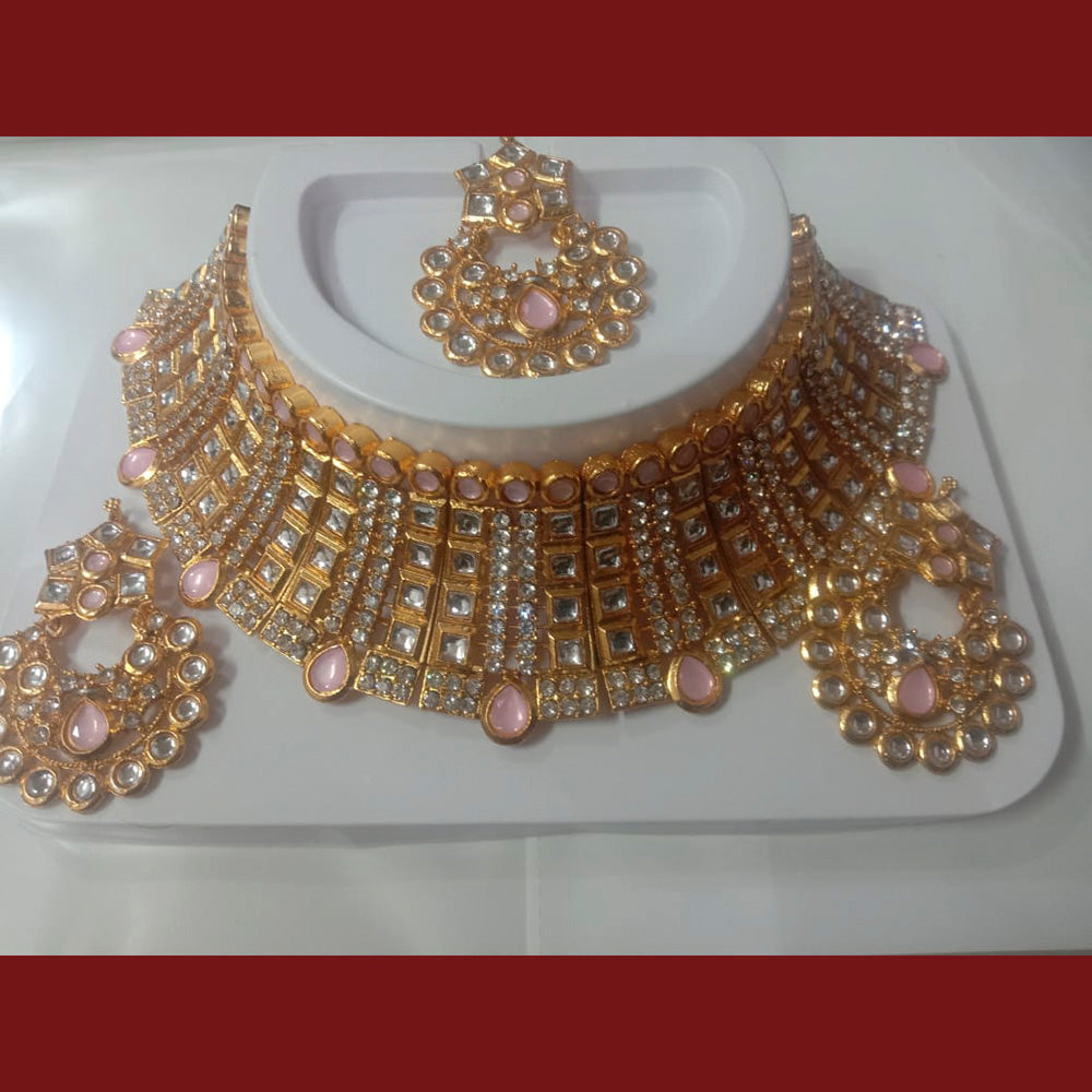 Neetu Art Gold Plated Kundan & Austrian Stone Choker Necklace Set