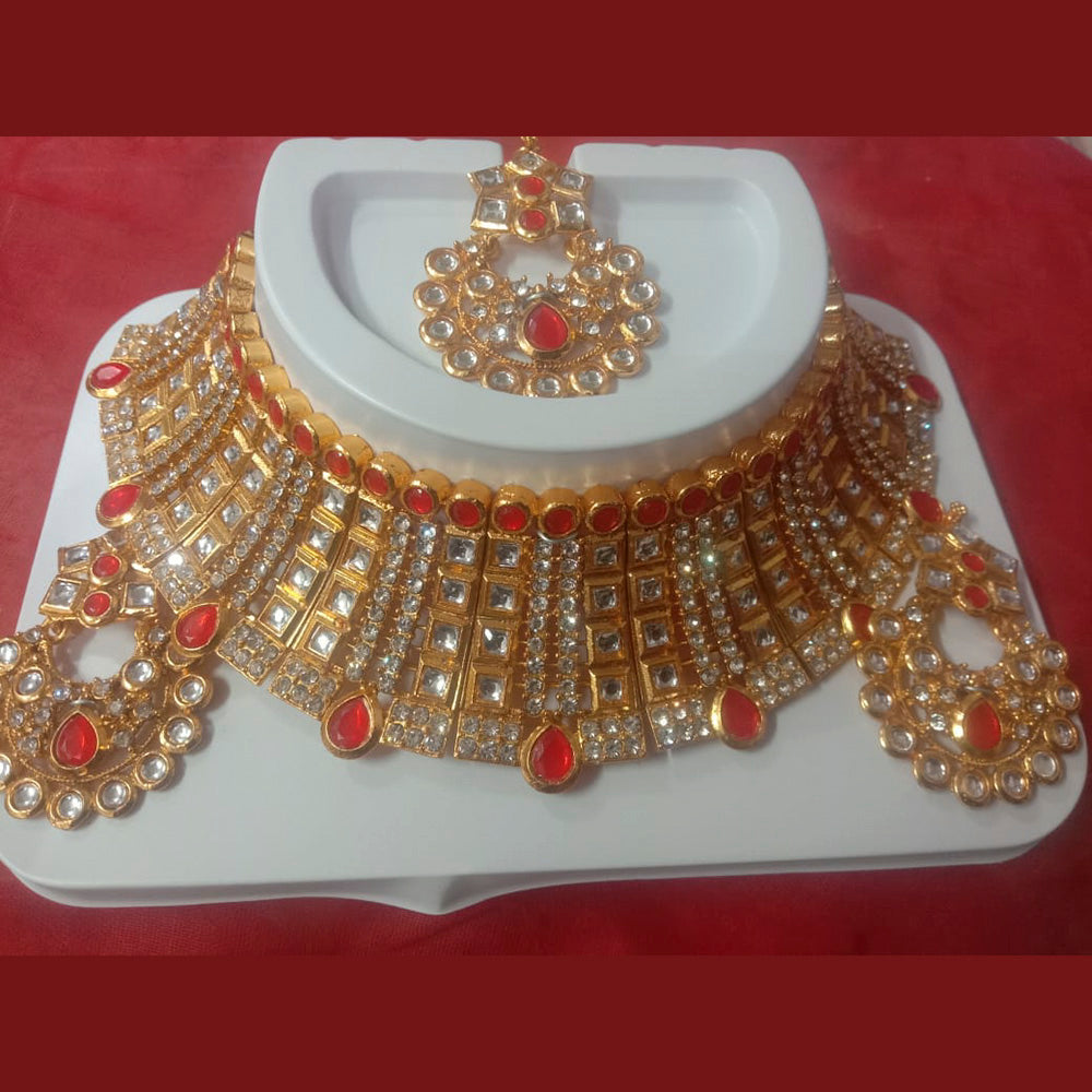 Neetu Art Gold Plated Kundan & Austrian Stone Choker Necklace Set