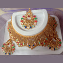 Neetu Art Gold Plated Austrian Stone Choker Necklace Set With Maangtikka