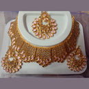 Neetu Art Gold Plated Austrian Stone Choker Necklace Set With Maangtikka