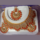 Neetu Art Gold Plated Austrian Stone Choker Necklace Set With Maangtikka