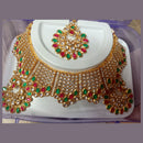 Neetu Art Gold Plated Austrian Stone Choker Necklace Set With Maangtikka