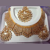 Neetu Art Gold Plated Austrian Stone Choker Necklace Set With Maangtikka
