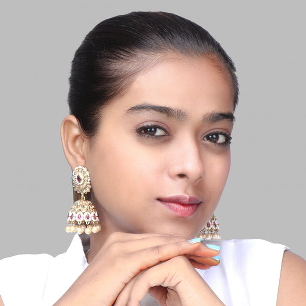 Nipura Ruby Bakul Jhumka Earrings