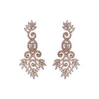 Kord Store Rose Gold Plated Handcrafted Zircon Stone Studded Floral Necklace Set for Women