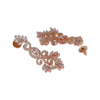 Kord Store Rose Gold Plated Handcrafted Zircon Stone Studded Floral Necklace Set for Women