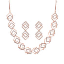 Kord Store Sporty Look American Diamond Rose Gold Plated Necklace Set For Women