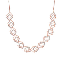 Kord Store Sporty Look American Diamond Rose Gold Plated Necklace Set For Women