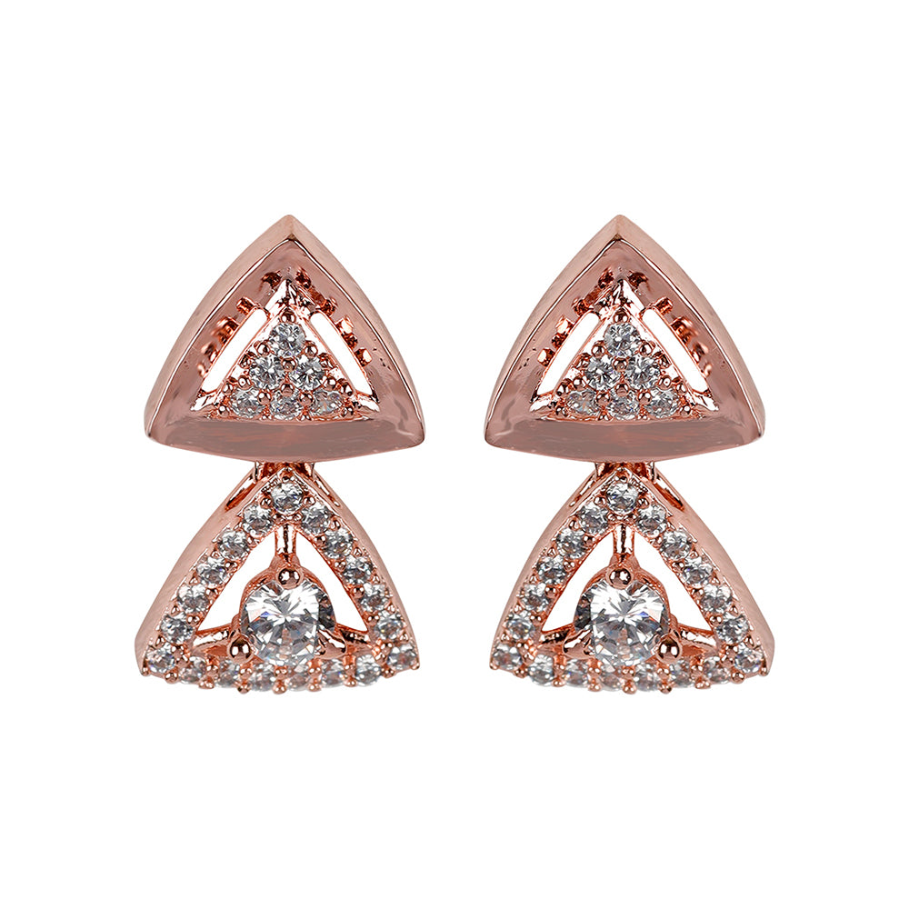 Kord Store Rose Gold Plated Fascinating CZ Studded Floral Jewellery Set For Women