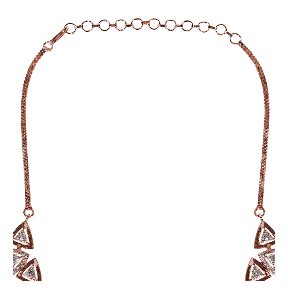 Kord Store Rose Gold Plated Fascinating CZ Studded Floral Jewellery Set For Women