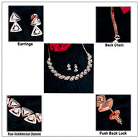 Kord Store Rose Gold Plated Fascinating CZ Studded Floral Jewellery Set For Women
